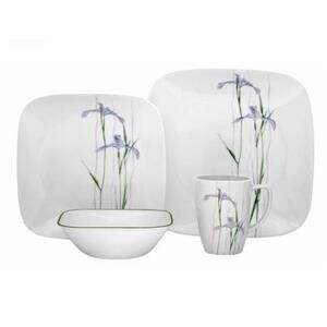 Corelle Shadow Iris  Square 16-pc  Set Made In USA 2016-20